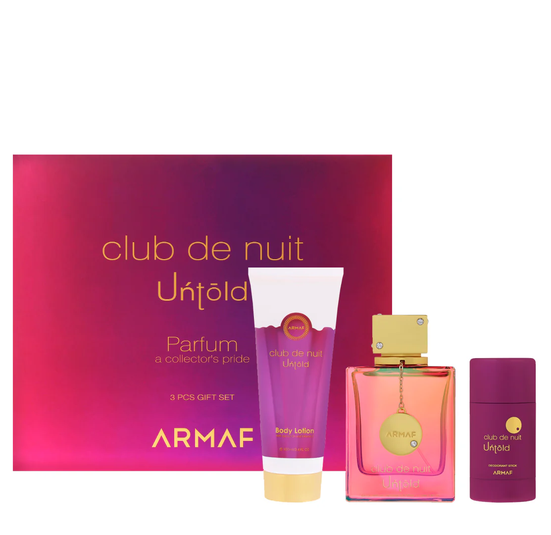 Club De Nuit Untold 105 ML +B/Lotion 100 ML + DEO 75 ML  Unisex - Armaf  - (Inspirado en Baccarat Rouge 540 Maison Francis Kurkdjian)