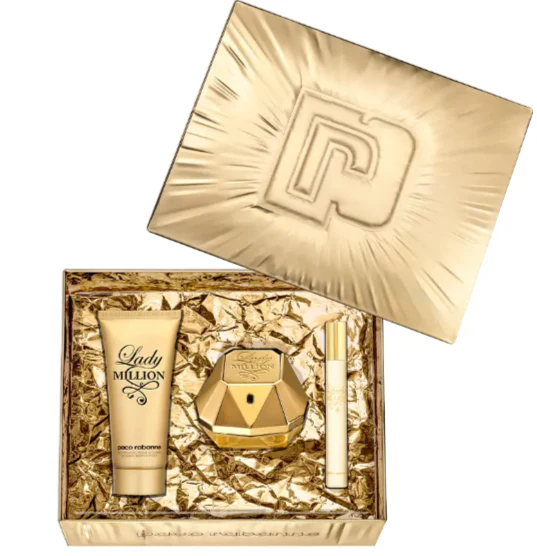 Lady Million EDP 50 ML + Body Lotion 75 ML + Travel 10 ML - Paco Rabanne