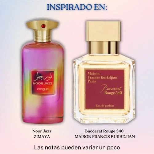 Noor jazz EDP 100 ML Unisex - Zimaya - (Inspirado en Baccarat Rouge 540)